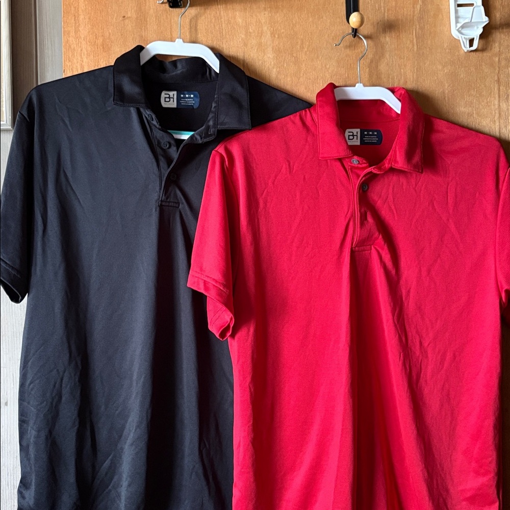 Set of 2 - Men’s Ben Hogan Red and Black Polo Shirts, Size M